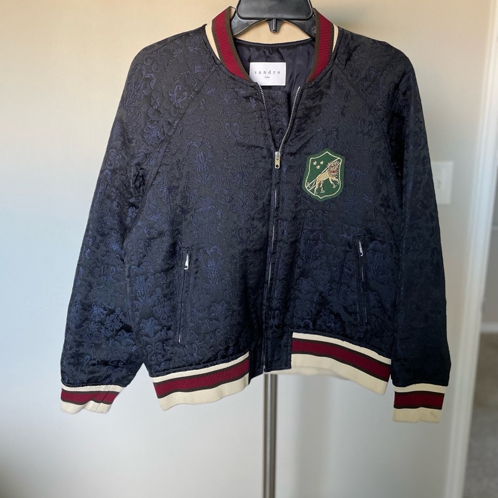 Sandro Jacquard Floral Bomber Jacket - Picture 3 of 7